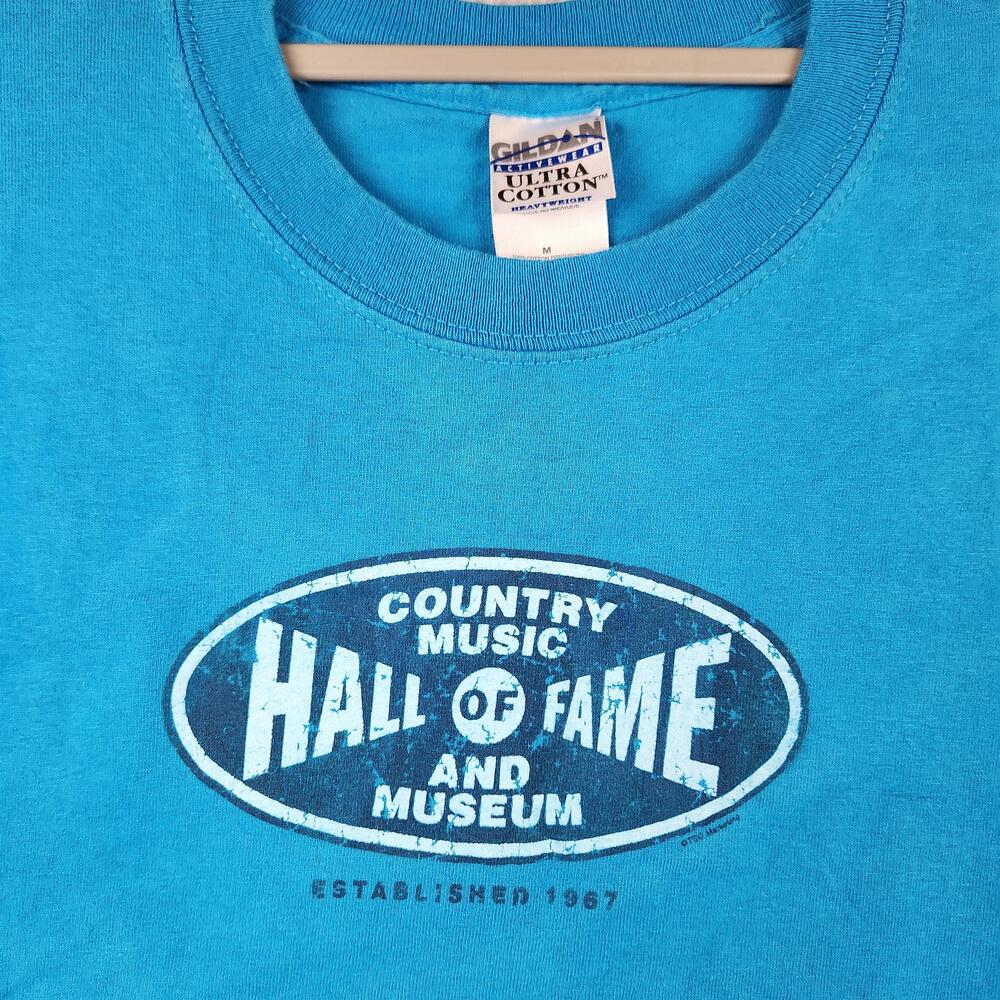 Vintage Country Music Hall Of Fame Shirt Mens Medium Blue Graphic Museum Logo